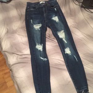 Guess skinny ripped blue jeans